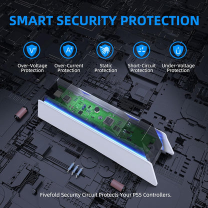 Base de carga para mando de PS5, carga dual para Dualsense, accesorios inalámbricos de Playstation 5 con LED azul de encendido y apagado automático