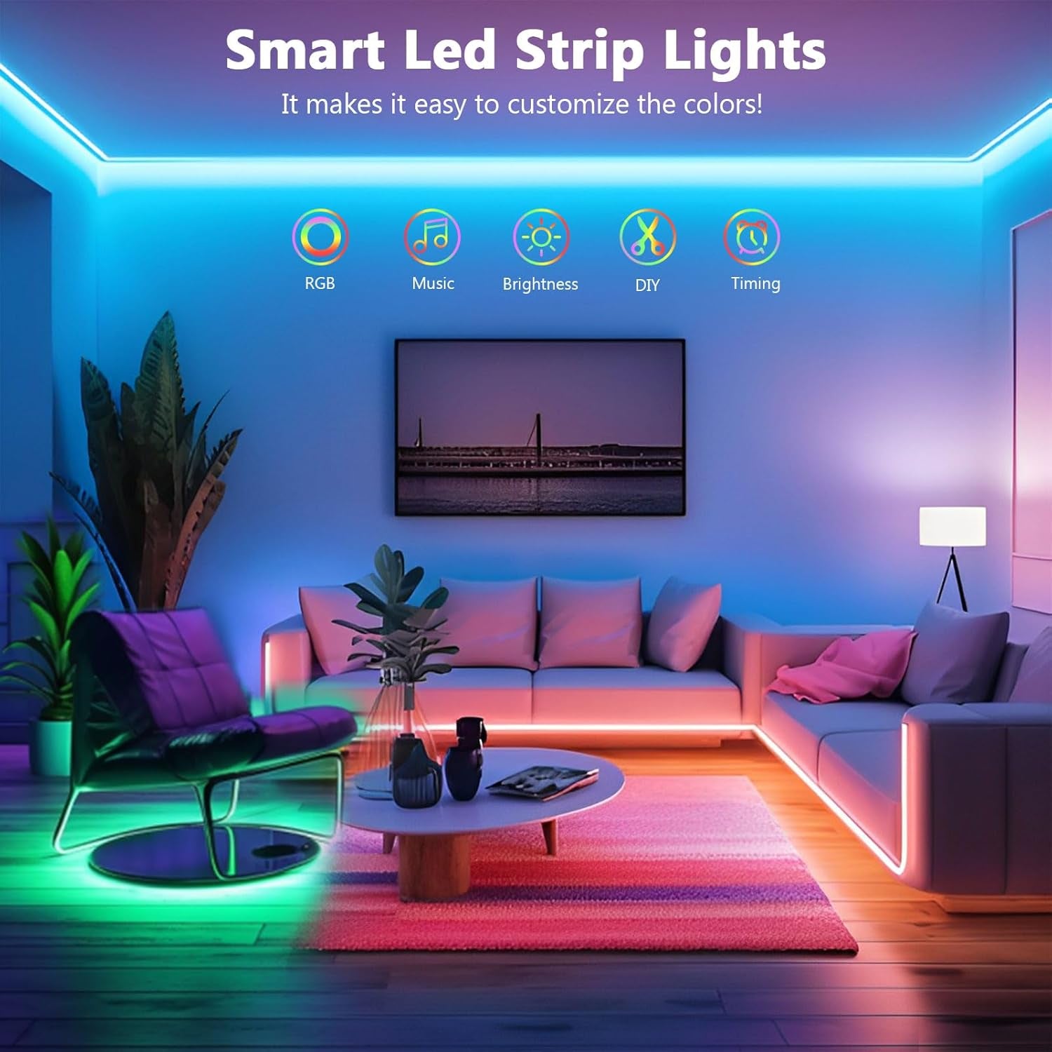 Tira LED, Luces LED 20 Metros, Luces Led Habitacion, RGB Bluetooth Tiras LED Luz Led Adhesiva Con Control Remoto Y Inteligente Control De APP, Cambia El Color Con La Musica (2X10M)