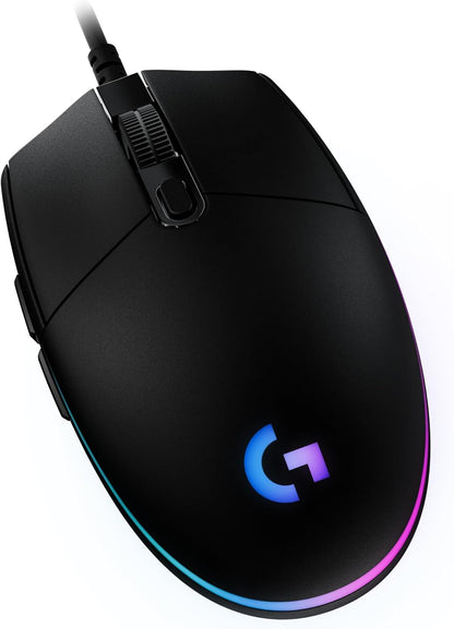 Ratón Gaming Logitech G203 con cable, 8,000 DPI, efecto óptico arcoíris LIGHTSYNC RGB, 6 botones programables, memoria interna, asignación en pantalla