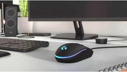 Ratón Gaming Logitech G203 con cable, 8,000 DPI, efecto óptico arcoíris LIGHTSYNC RGB, 6 botones programables, memoria interna, asignación en pantalla