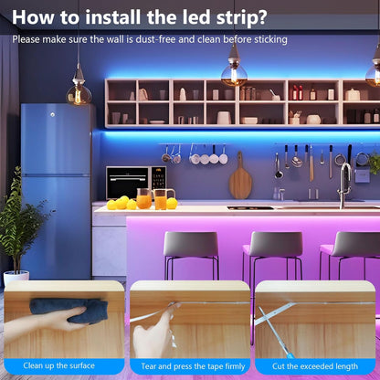 Tira LED, Luces LED 20 Metros, Luces Led Habitacion, RGB Bluetooth Tiras LED Luz Led Adhesiva Con Control Remoto Y Inteligente Control De APP, Cambia El Color Con La Musica (2X10M)