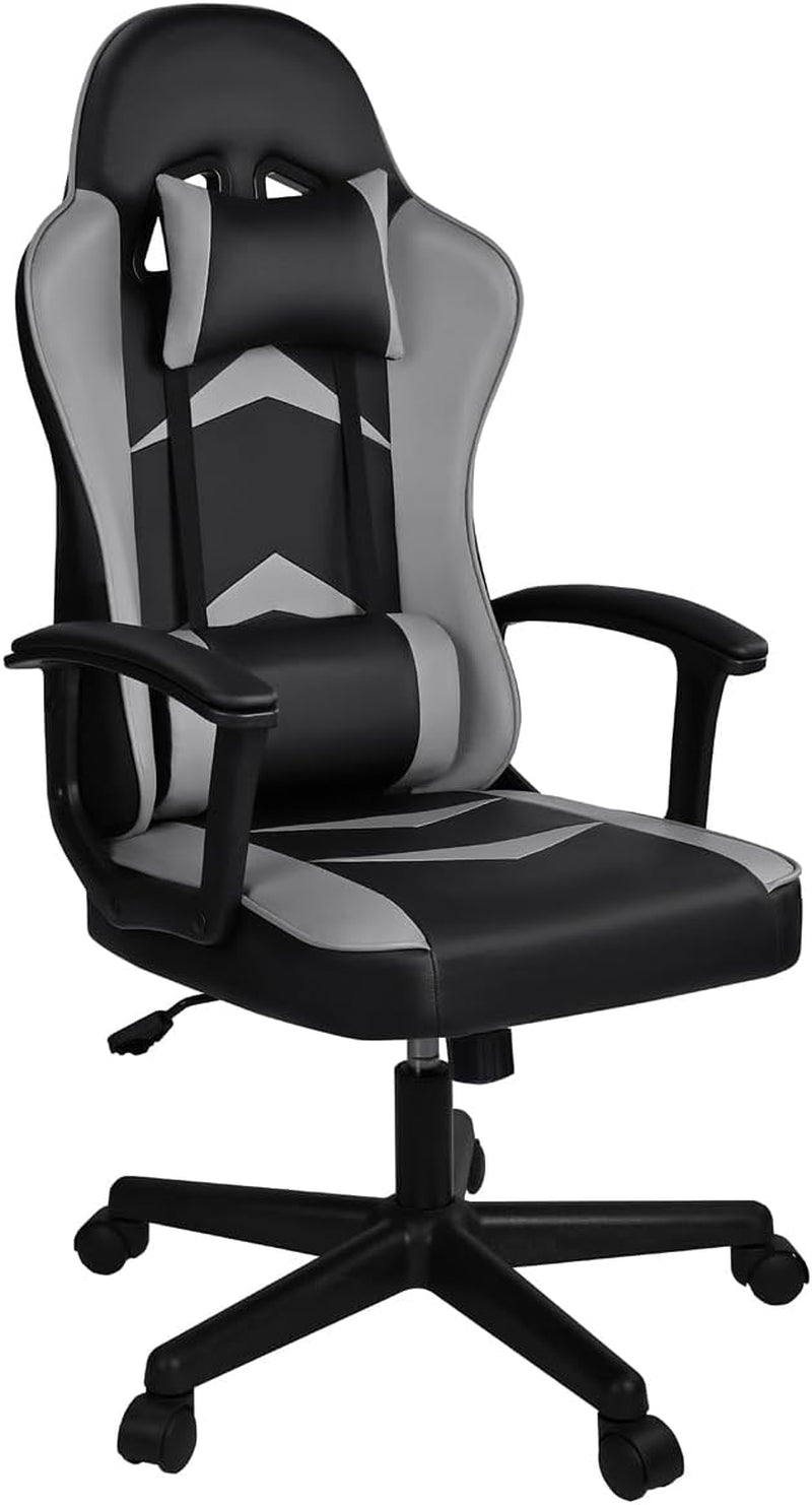 Silla Gaming Ergonómica Reclinable Con Cojín Lumbar Y Cervical | Respaldo Alto Acolchado | Altura Ajustable | Ruedas Giratorias 360° Y Reposabrazos 