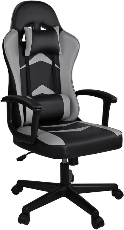 Silla Gaming Ergonómica Reclinable Con Cojín Lumbar Y Cervical | Respaldo Alto Acolchado | Altura Ajustable | Ruedas Giratorias 360° Y Reposabrazos 