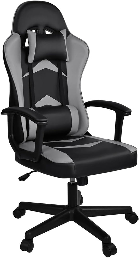 Silla Gaming Ergonómica Reclinable Con Cojín Lumbar Y Cervical | Respaldo Alto Acolchado | Altura Ajustable | Ruedas Giratorias 360° Y Reposabrazos 