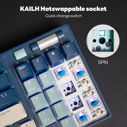 Teclado Mecánico e Inalámbrico ROYAL KLUDGE 96 RGB Tri-Mode BT5.0/2.4G/USB-C Hot-Swappable de 96 Teclas