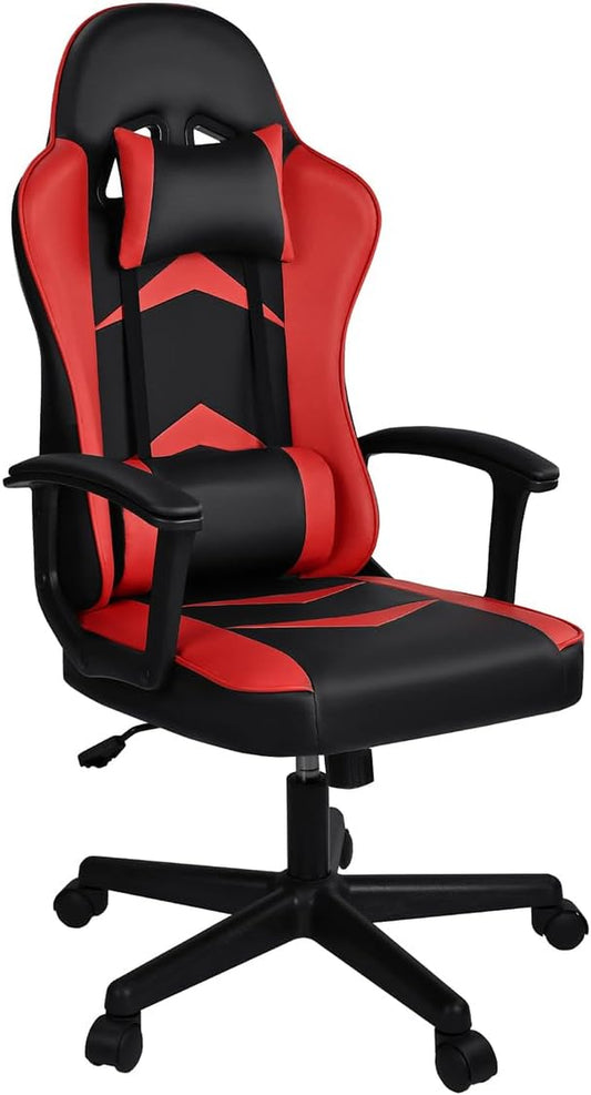 Silla Gaming Ergonómica Reclinable Con Cojín Lumbar Y Cervical | Respaldo Alto Acolchado | Altura Ajustable | Ruedas Giratorias 360° Y Reposabrazos
