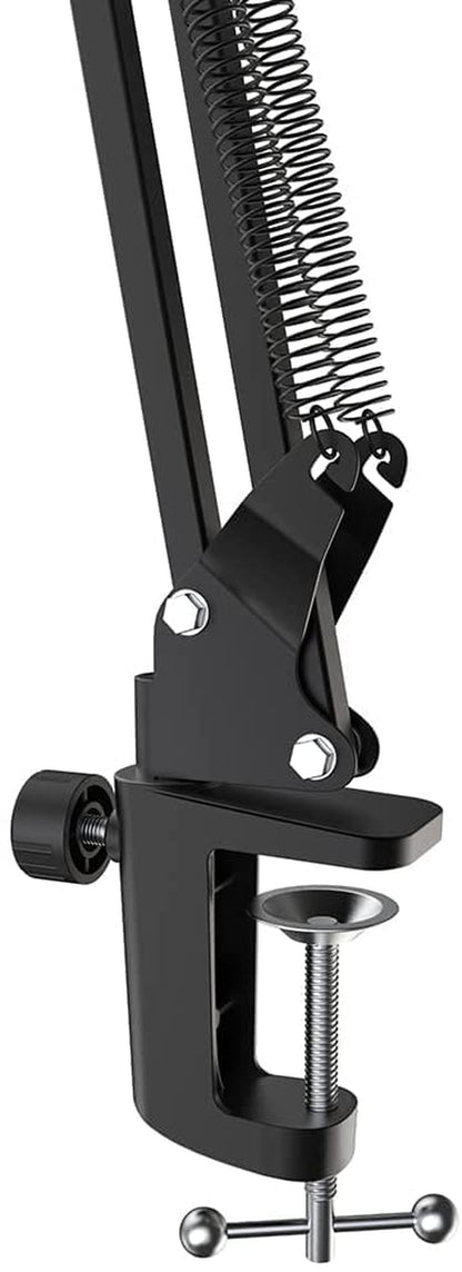 Brazo de micrófono de tijera con suspensión y abrazadera resistente, adaptador de 3/8" a 5/8"