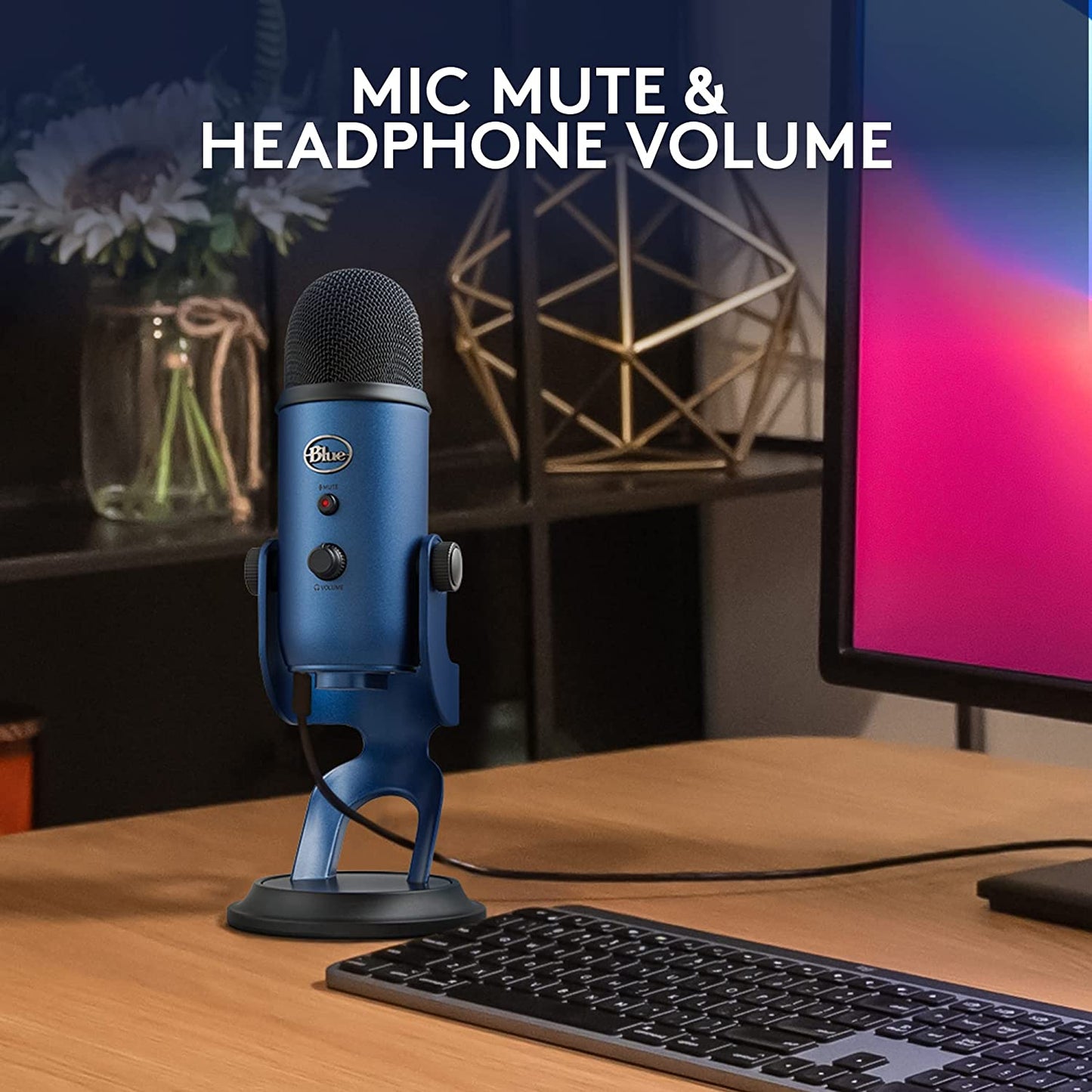 Micrófono Gamer XLR/USB, Micrófono Dinámico para Grabación de Podcast y Streaming con Luz RGB, Botón de Silencio, Conector para Auriculares, Monitoreo, Soporte de Escritorio, Micrófono Vocal Metálico