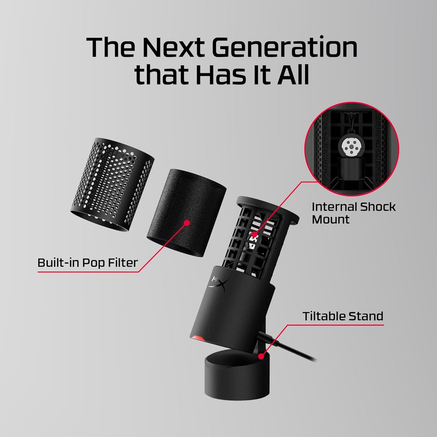 Solocast 2 – Micrófono USB de Condensador para Gaming en PC, USB-C a USB-A, Filtro Antipop Integrado, Suspensión Antivibración Interna, Conectar y Usar, 24 bits / 96 kHz, Soporte Compacto Inclinable 