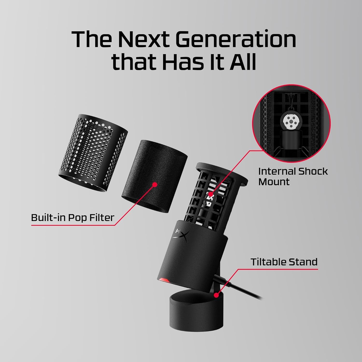 Solocast 2 – Micrófono USB de Condensador para Gaming en PC, USB-C a USB-A, Filtro Antipop Integrado, Suspensión Antivibración Interna, Conectar y Usar, 24 bits / 96 kHz, Soporte Compacto Inclinable 