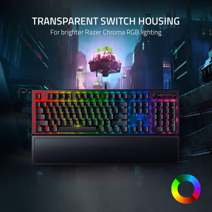 Teclado Mecánico Razer BlackWidow V3: Switches Mecánicos Verdes Táctiles y Clicky – Chroma RGB – Diseño Compacto – Macros Programables 