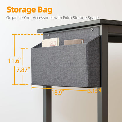 Escritorio Gaming en Forma de L Pequeño , con Tomas de Corriente, Estantes Reversibles para Estudio, Mesa de Escritura para Hogar, Oficina, Dormitorio o Sala de Estar, 40 Pulgadas, Negro