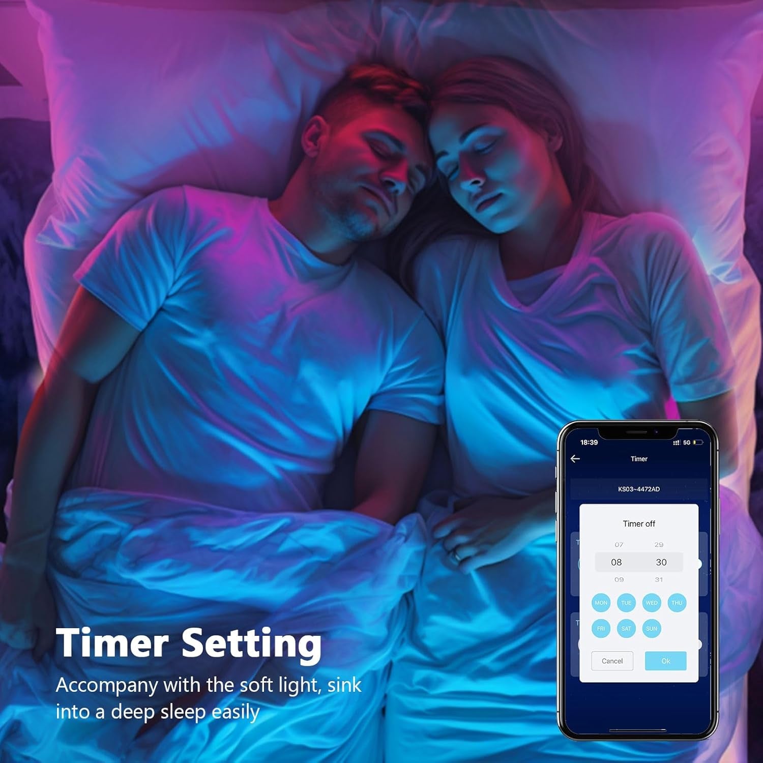 Tira LED, Luces LED 20 Metros, Luces Led Habitacion, RGB Bluetooth Tiras LED Luz Led Adhesiva Con Control Remoto Y Inteligente Control De APP, Cambia El Color Con La Musica (2X10M)